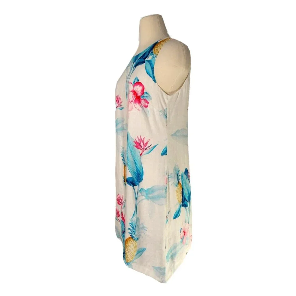 TOMMY BAHAMA WHITE FLORAL WITH POCKETS PINA PARADISE SHIFT DRESS - Picture 2 of 4